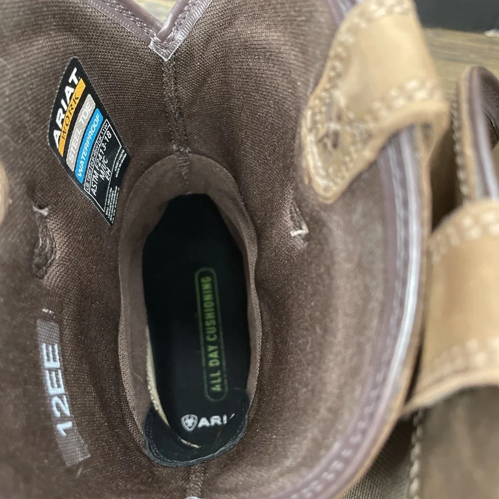 Ariat Groundbreaker H2O Wide Square Toe Steel Toe Palm Brown  Men's Sz 12EE